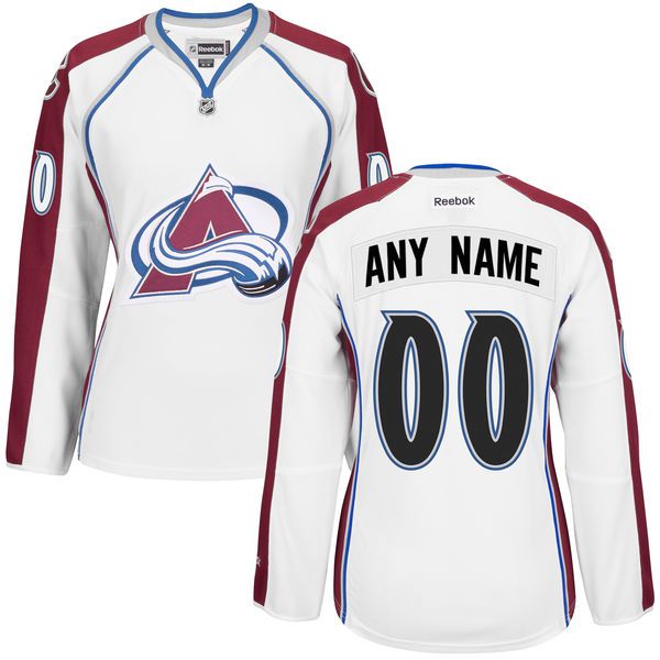 Women Colorado Avalanche White Premier Away Custom NHL Jersey